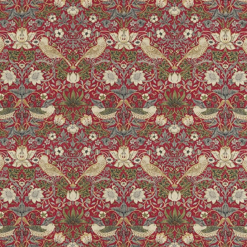 Strawberry Thief Fabric Crimson/Slate