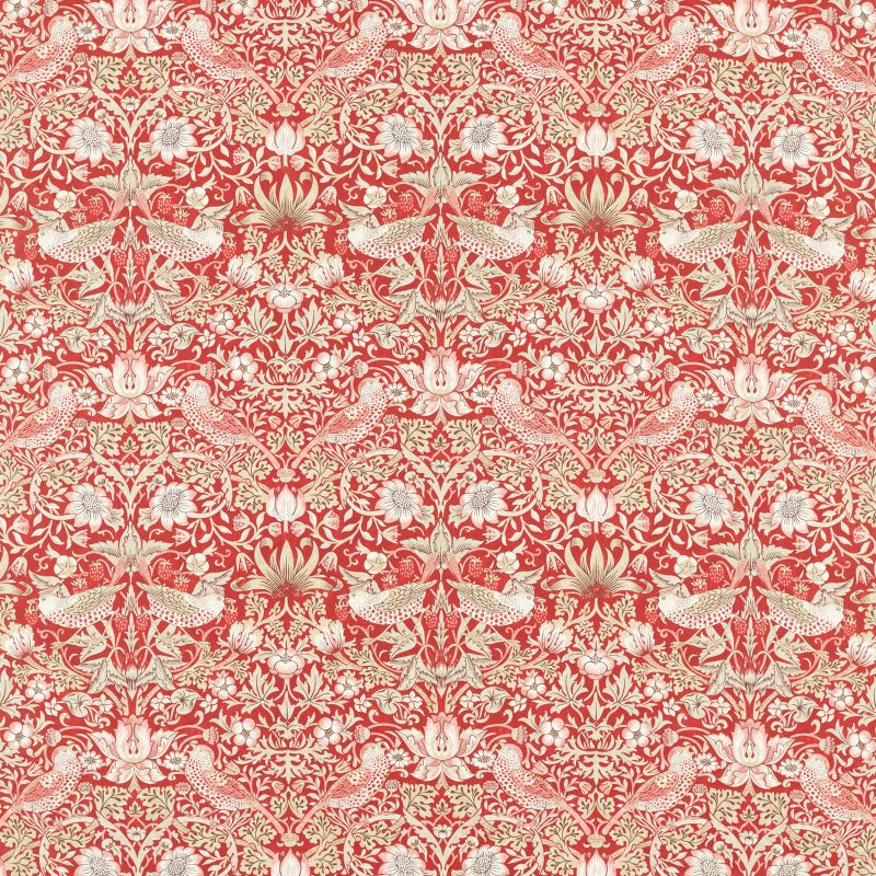Simply Strawberry Thief Fabric Indian Red