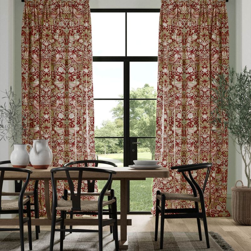 Simply Strawberry Thief Fabric Indian Red