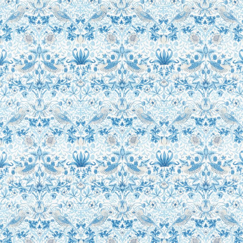 Simply Strawberry Thief Fabric Woad