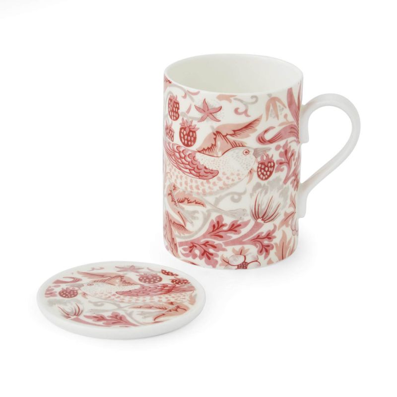 Strawberry Thief Mug & Coaster Set, Madder Madder
