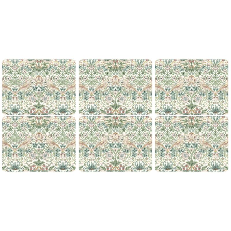 Strawberry Thief Placemats Set of 6, Green Green
