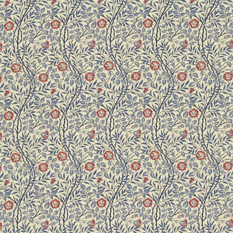 Sweet Briar Fabric Indigo/Red
