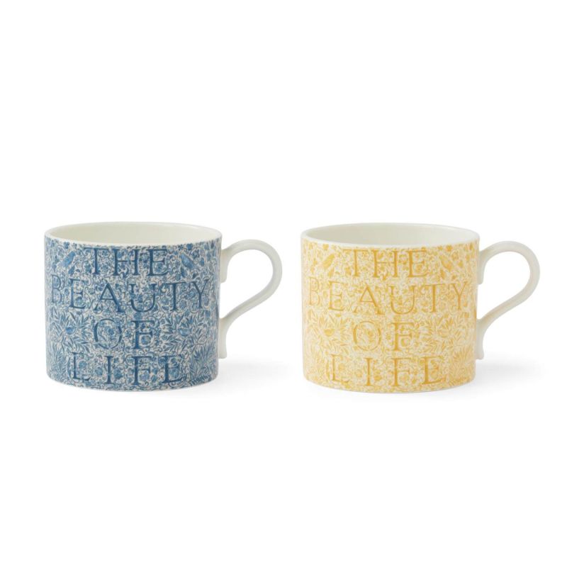 The Beauty of Life Set of 2 Mugs, Sunflower/Indigo Sunflower/Indigo