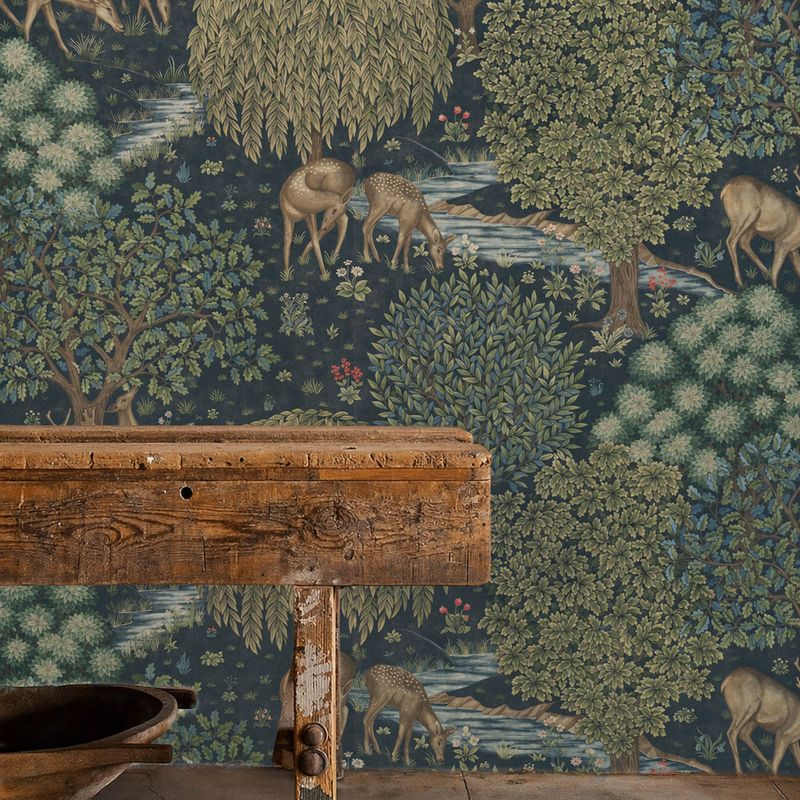 The Brook Wallpaper Dark Blue