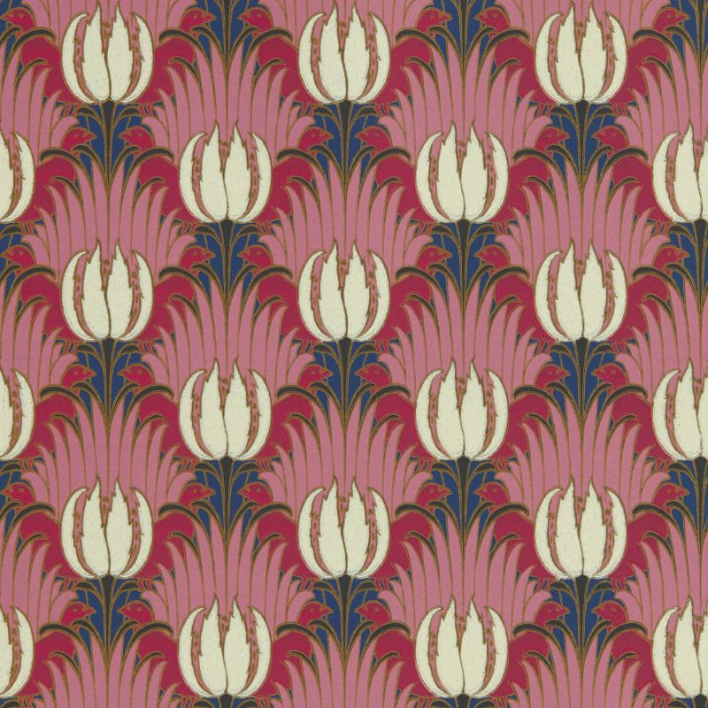 Tulip & Bird Wallpaper Amaranth & Blush