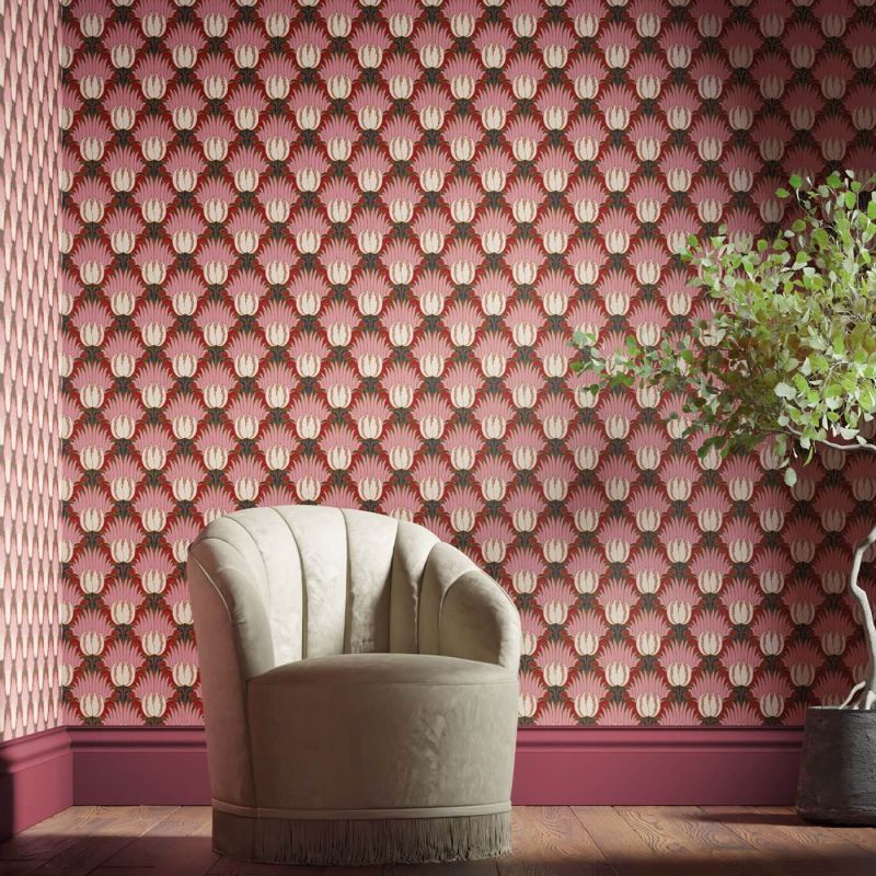 Tulip & Bird Wallpaper Amaranth/Blush