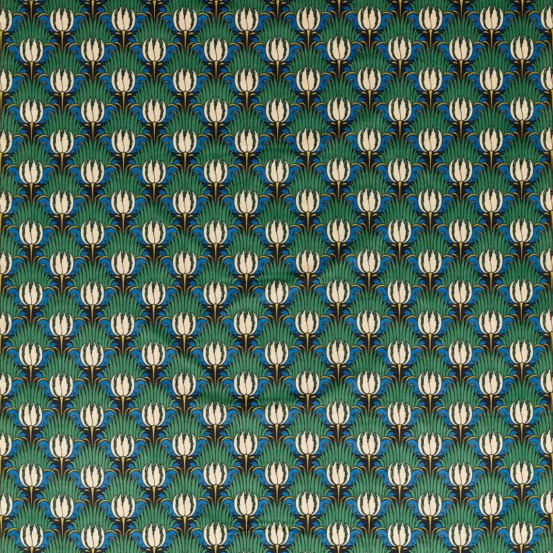 Tulip & Bird Fabric Goblin Green & Raven