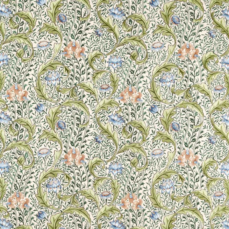 Wild Tulip & Vine Embroidery Fabric Nettle/Woad