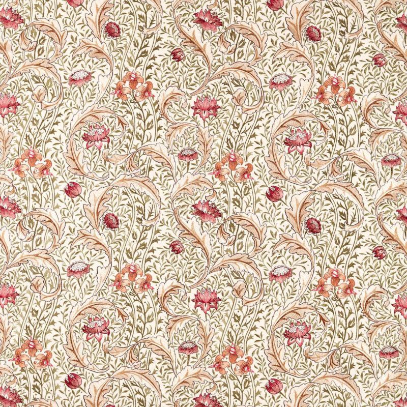 Wild Tulip & Vine Embroidery Fabric Rose/Bayleaf