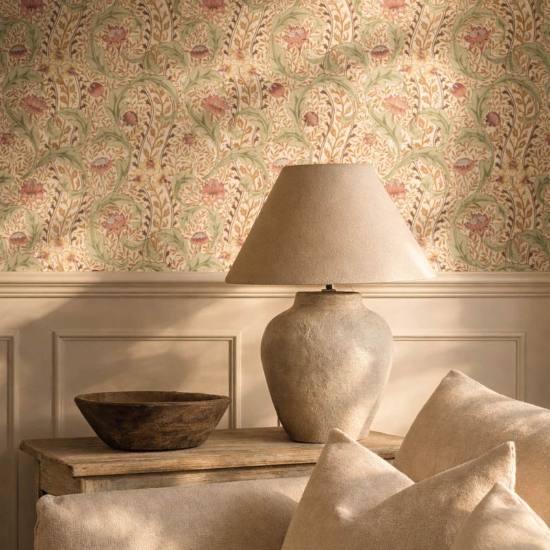 Wild Tulip & Vine Wallpaper Rose/Linen