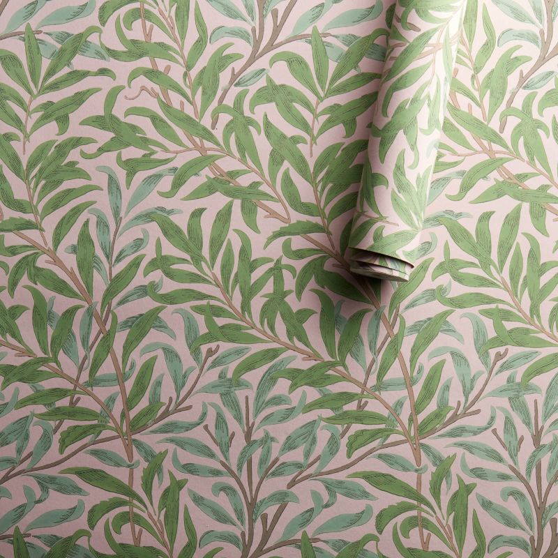 Willow Boughs Wallpaper Pink/Leaf Green