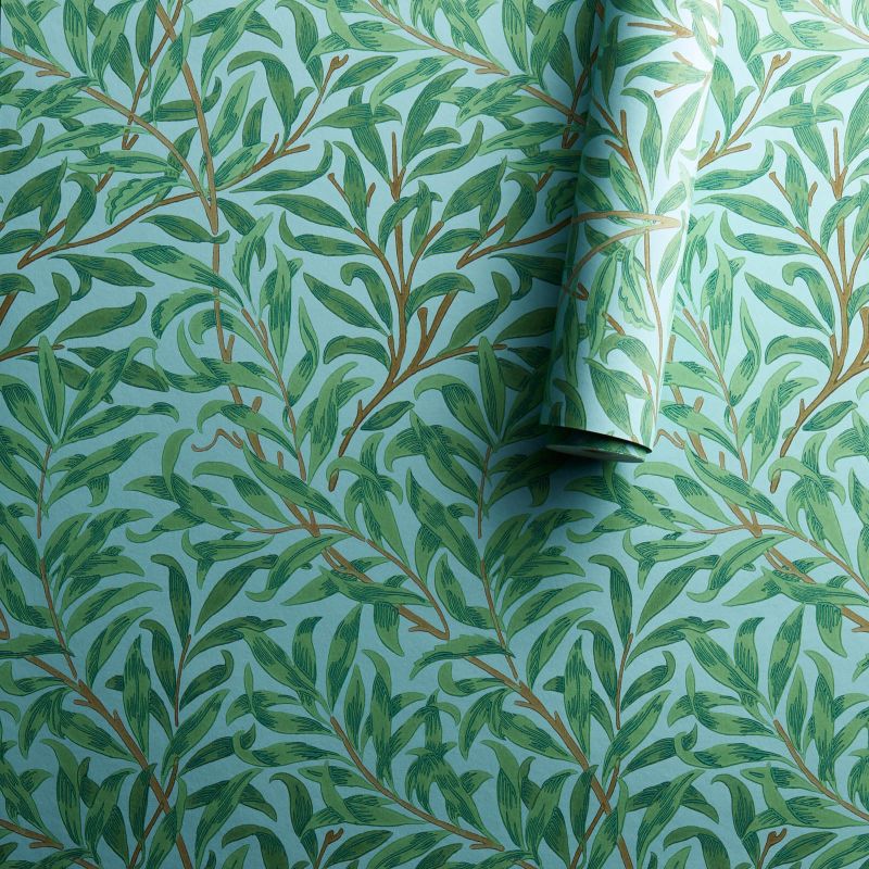 Willow Boughs Wallpaper Sky/Leaf Green