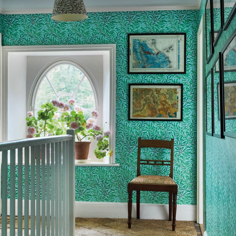 Willow Boughs Wallpaper Sky/Leaf Green
