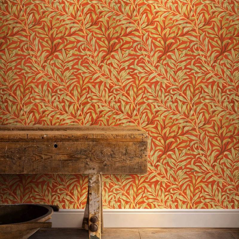 Willow Boughs Wallpaper Tomato/Olive