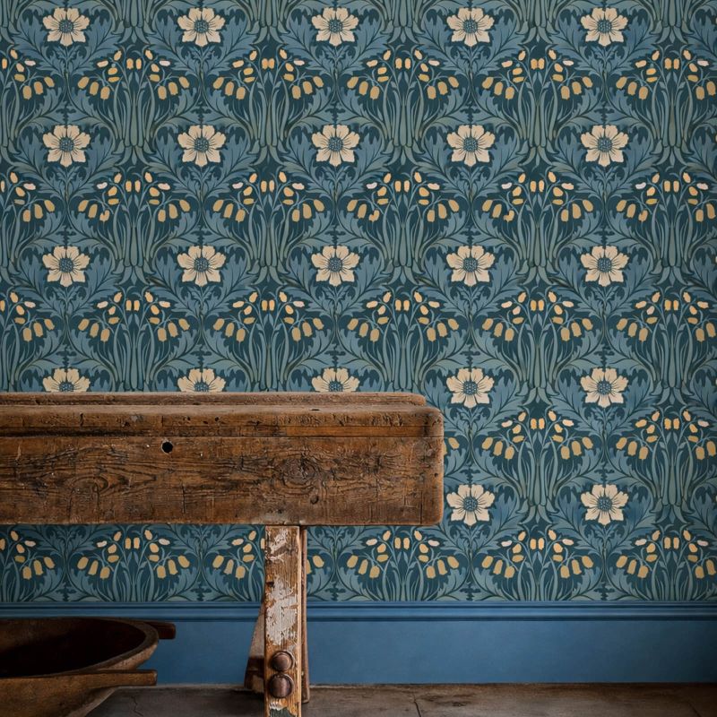 Woodbell & Anemone Wallpaper Indigo