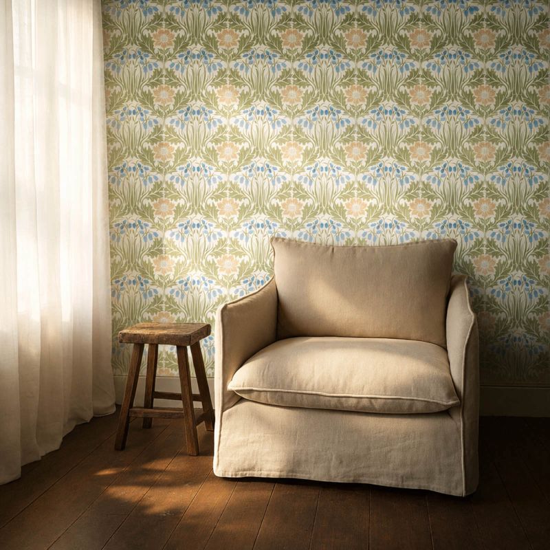 Woodbell & Anemone Wallpaper Woad/Nettle