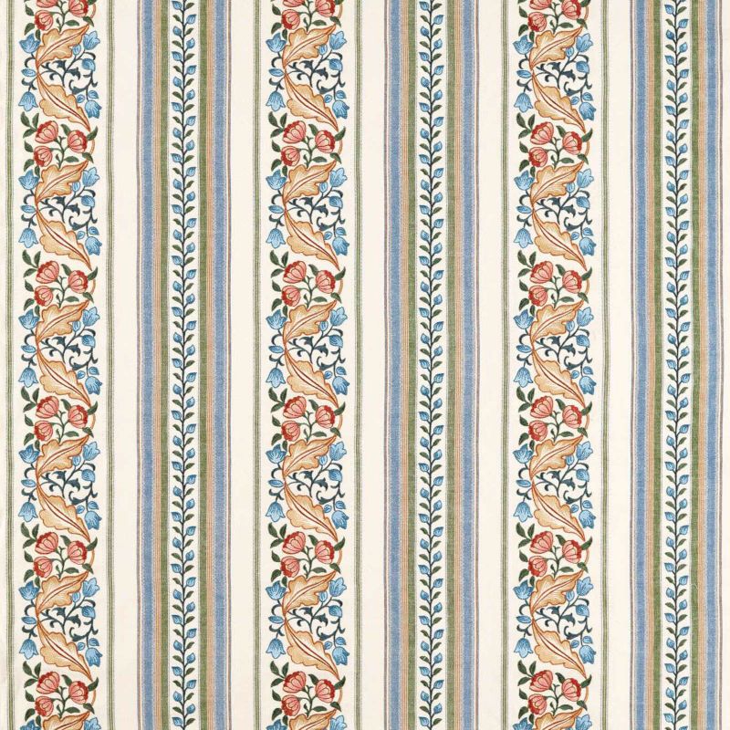 Bluebell & Peony Embroidery Fabric Rose/Woad