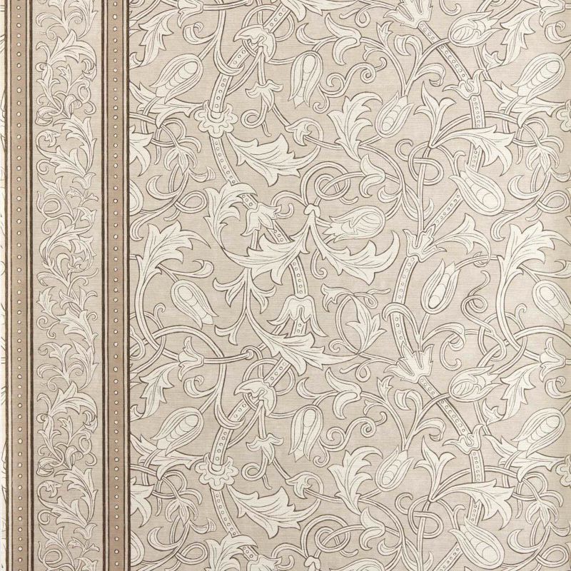 Etched Scrolling Tulip Wallpaper Parchment