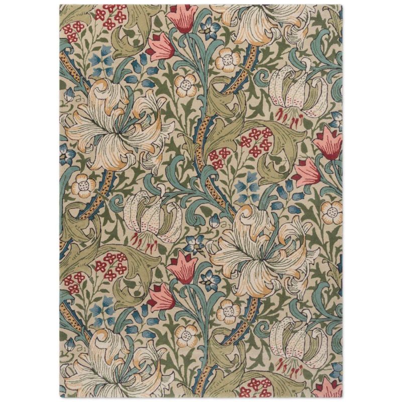 Golden Lily Rug in Green/Red by Morris & Co