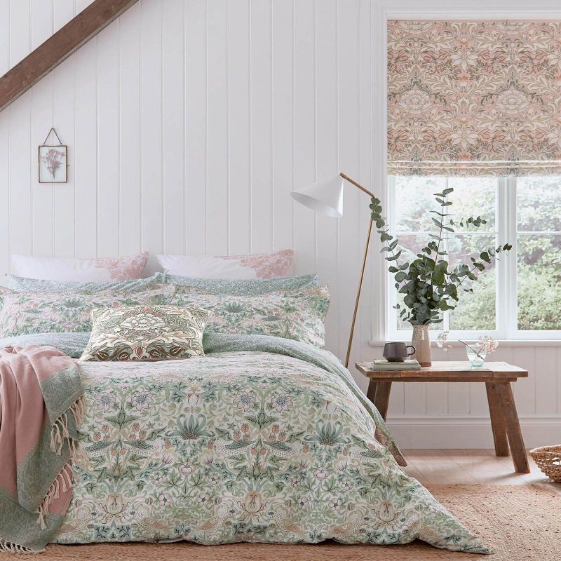 Strawberry Thief Bedding Set in Cochineal Pink by Morris Co