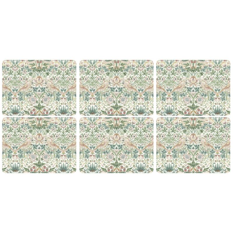 Strawberry Thief Placemats Set of 6, Green Green