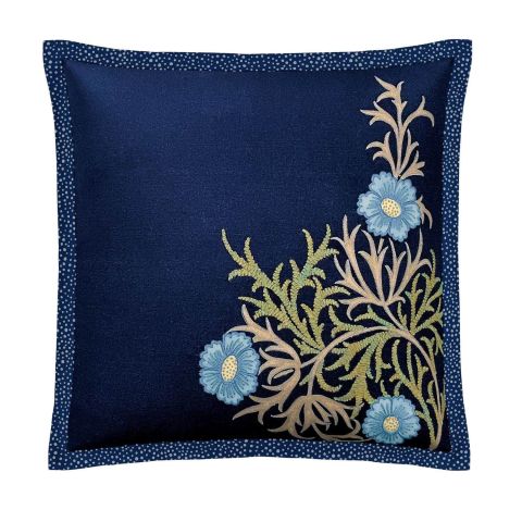 Seaweed Cushion in Cobalt/Thyme by Morris & Co