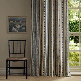 Bloomsbury Stripe Fabric Russet/Indigo