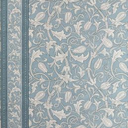 Etched Scrolling Tulip Wallpaper Faded Indigo