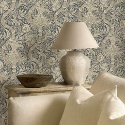 Indian Wallpaper Charcoal/Nickel