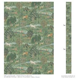 Owl & Willow Wallpaper Bayleaf/Orange