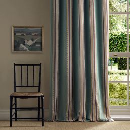 Pimlico Stripe Fabric Teal/Mulberry