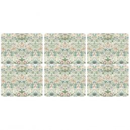 Strawberry Thief Placemats Set of 6, Green Green