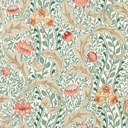 Wild Tulip & Vine Wallpaper Coral/Teal