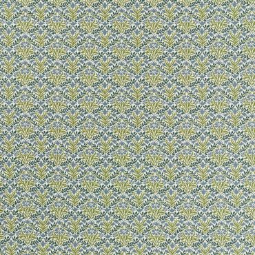 Bellflowers Weave Outdoor Fabric Sky Blue/Forest