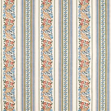 Bluebell & Peony Embroidery Fabric Rose/Woad