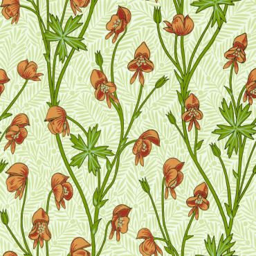 Monkshood Wallpaper Tangerine/Sage