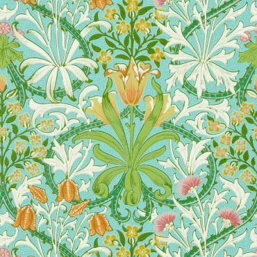 Woodland Weeds Wallpaper Orange/Turquoise
