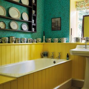 Bird & Anemone Wallpaper Olive/Turquoise