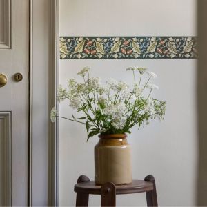 Bluebell & Peony Border Wallpaper Bayleaf/Manilla