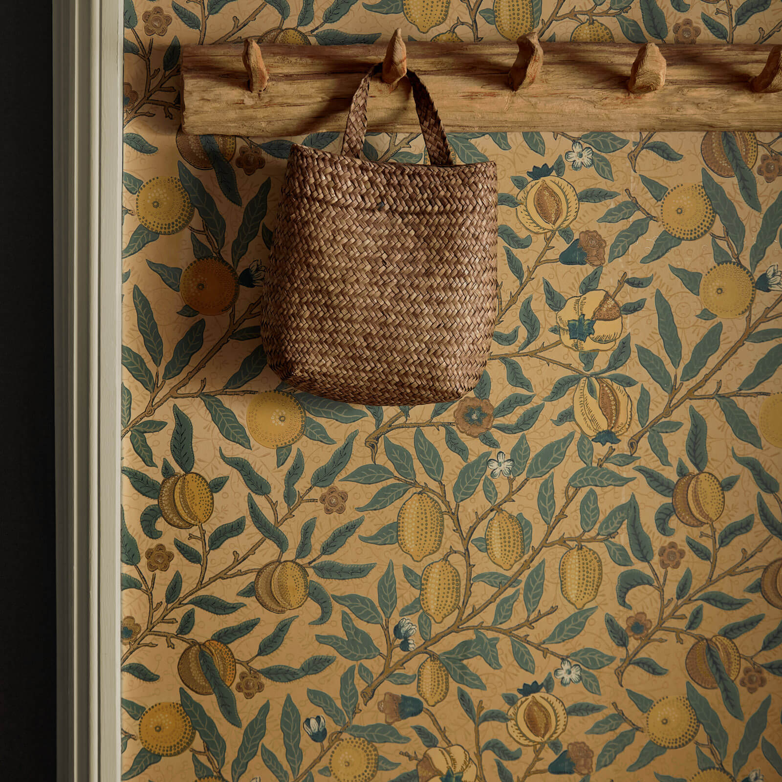 Fruit Wallpaper by Morris & Co styled in a room